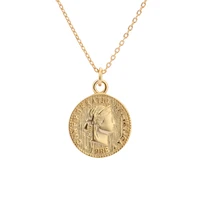dainty 18k gold over 925 sterling silver trendy jewelry medallion dollar disc charm pendant large greek medal coin necklace