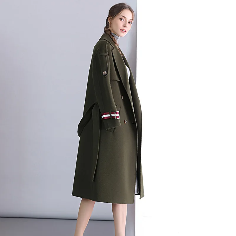 Офис женское облегающее кашемировое пальто с поясом 2019 зимнее Европейское Новое