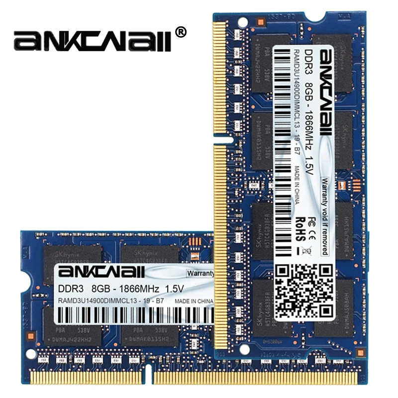 Оперативная Память DDR3L 4 ГБ/8 ГБ 1866 МГц PC3L 14900S DIMM для ноутбука ПК 204 контактов Intel 1 35