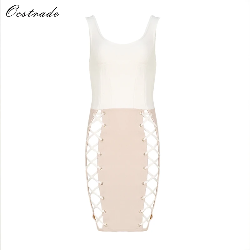 Ocstrade Новое поступление Лето 2017 белый и корсет светло-бежевого цвета на шнуровке