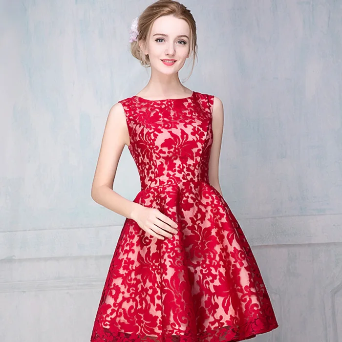 Новинка весны 2019 модное платье подружки невесты с круглым вырезом без рукавов