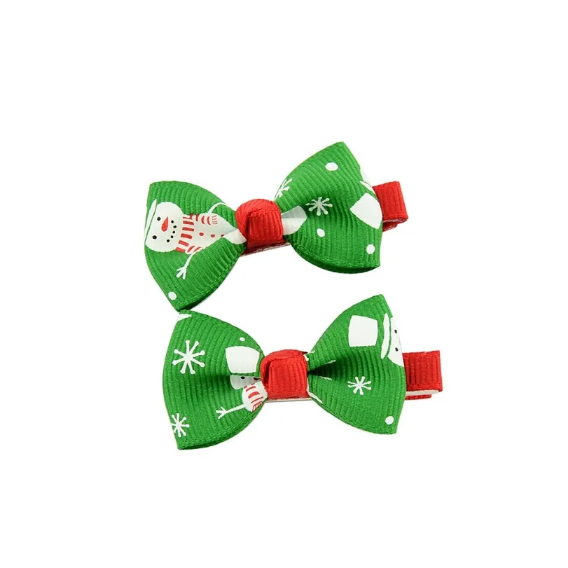 5pcs/lot 5*2.5cm Ribbed Print Ribbon Bow Christmas Decoration Children's Hair Clip Accessories headband flower DIY |