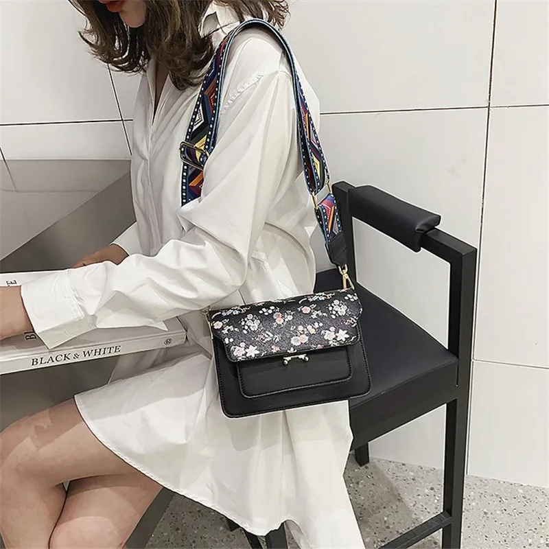 New Embroidery Flower Wide Strap Shoulder Messenger Bags Fashion Casual Women Purse and Handbags Crossbody for | Багаж и сумки