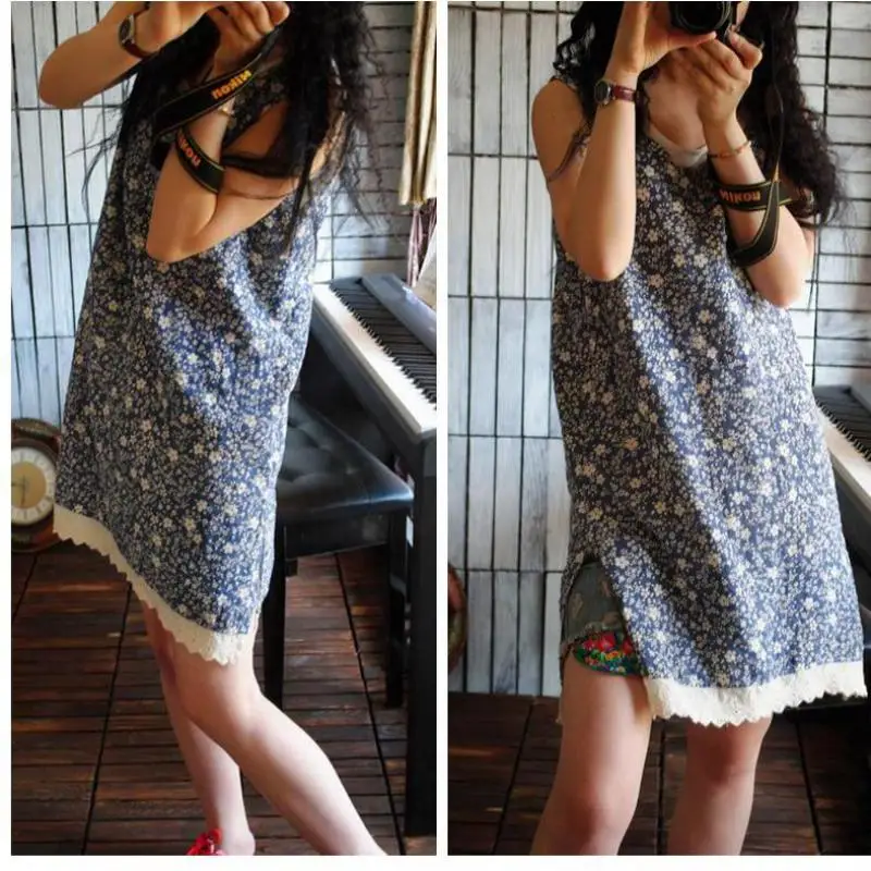 Новинка 2017 летнее Хлопковое платье на бретелях Vestidos Mori женское Повседневное с