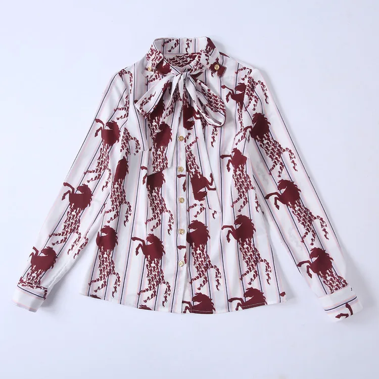 Костюм женский весенний из 2 предметов рубашка с запахом и галстуком-бабочкой