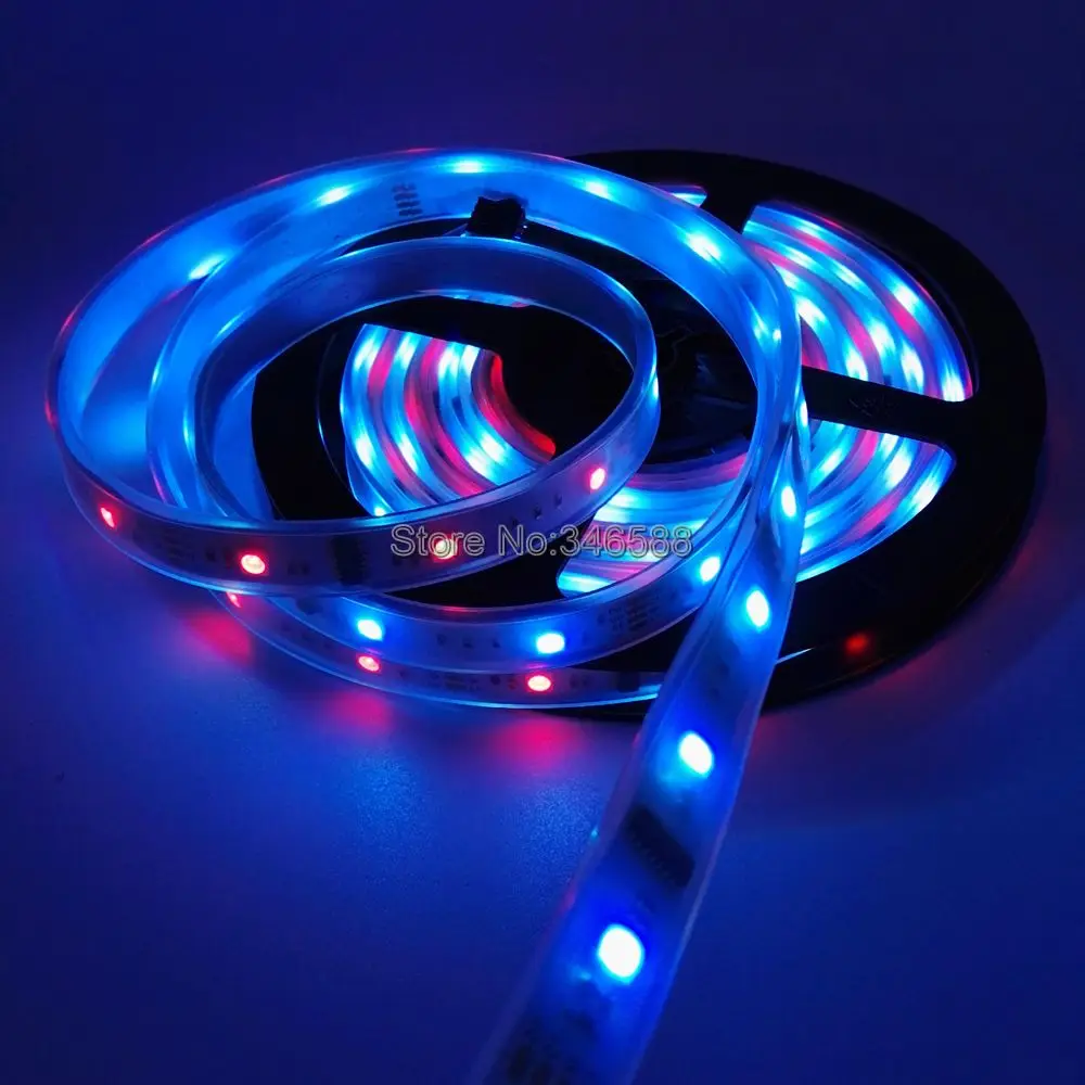 5 м 12В 6803 IC цифровая Мечта Цвет RGB Светодиодная лента 30LED/M IP66 Водонепроницаемая 5050