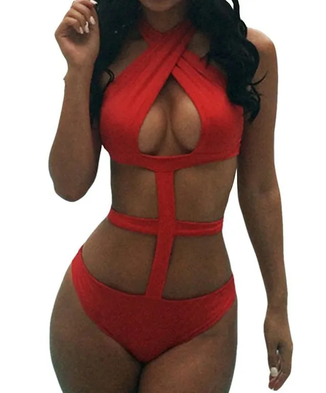 2017 новое сексуальное нижнее белье с лямкой на шее Черное и красное Бандажное