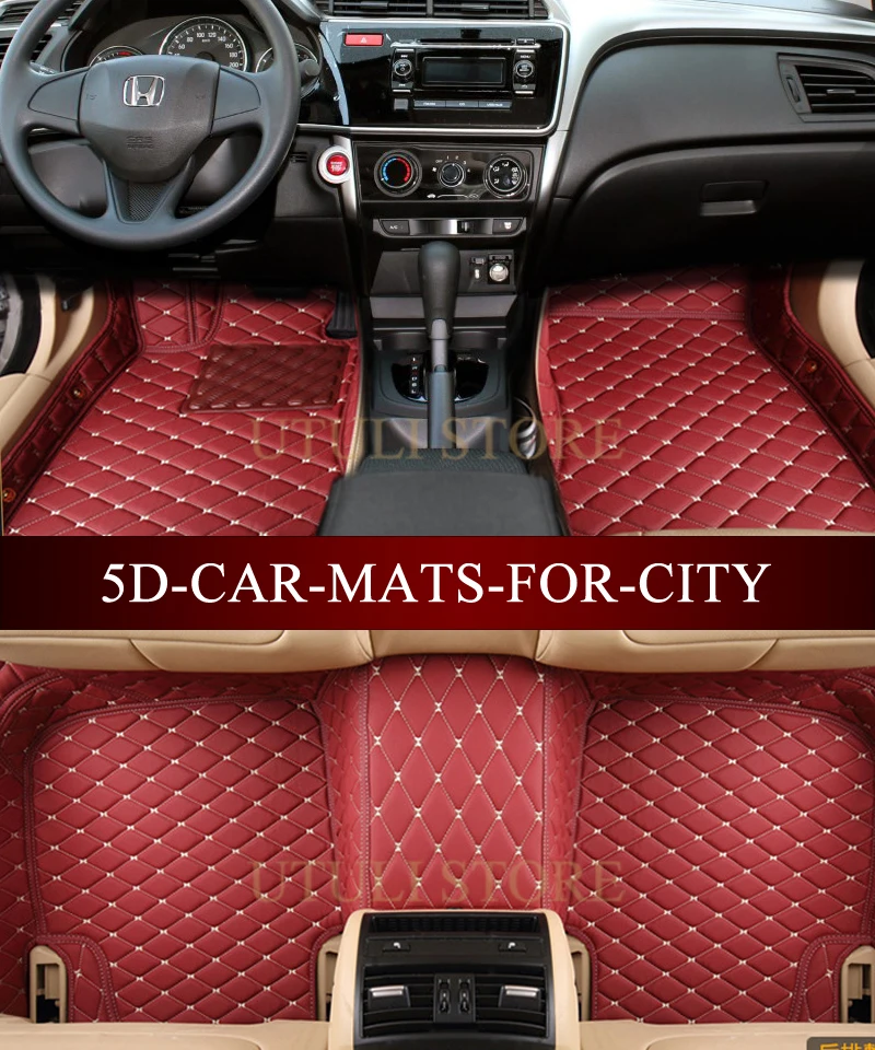 

Leather Car floor mats for Honda City custom fit car all weather carpet floor liners foot mats
