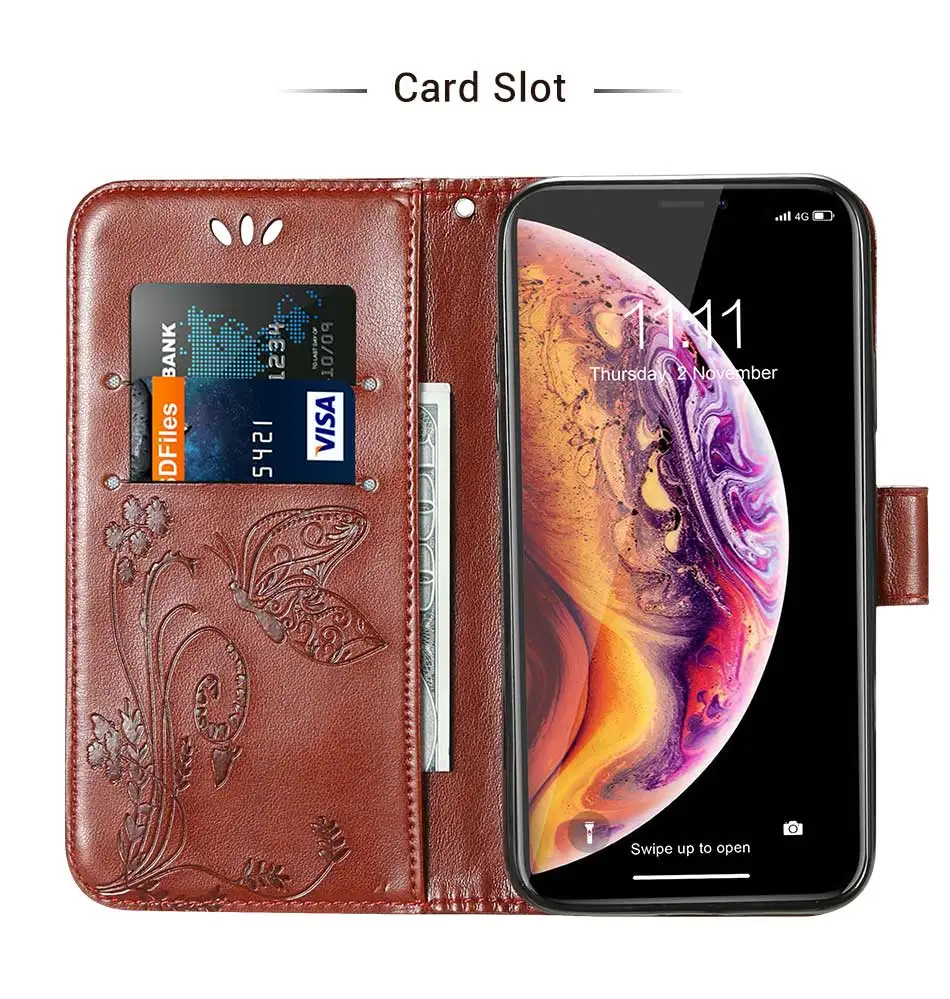 Кожаный чехол KISS с тиснением в виде бабочки для Nokia 8, 7,1, 3,1, 5,1, 6,1 Plus, X3, X5, X6, откидной Чехол-кошелек с узором, чехол для телефона в деловом стиле