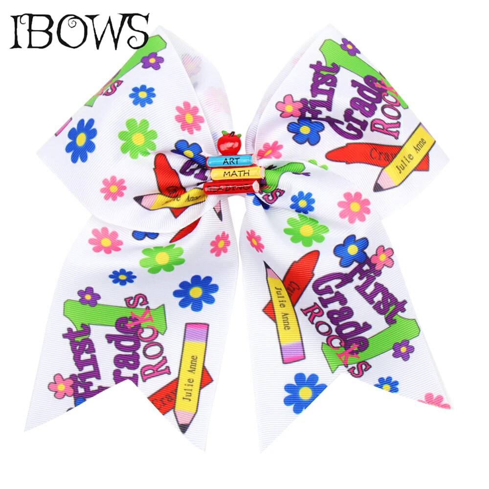 7 ''BACK TO SCHOOL Cheer с бантом для девочек зажимами смолы автомобилей накладные