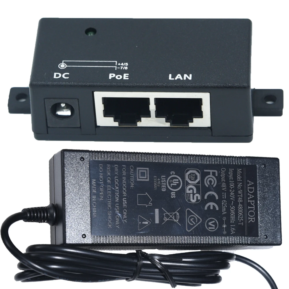 1 порт 10/100 настенное крепление для питания через Ethernet PoE инжектор с источником 48 в