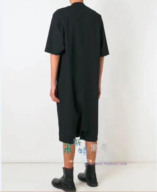 S-6XL!!The men Zipper low crotch shorts with summer and autumn black conjoined shorts sleeve jumpsuit.