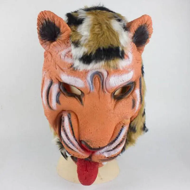 Tiger Латексная новогодняя маска в виде головы животного, игрушки, Вечерние Маски на Хэллоуин, год, маска для волос в виде головы волка, перчатки оборотня, украшение - Цвет: Tiger