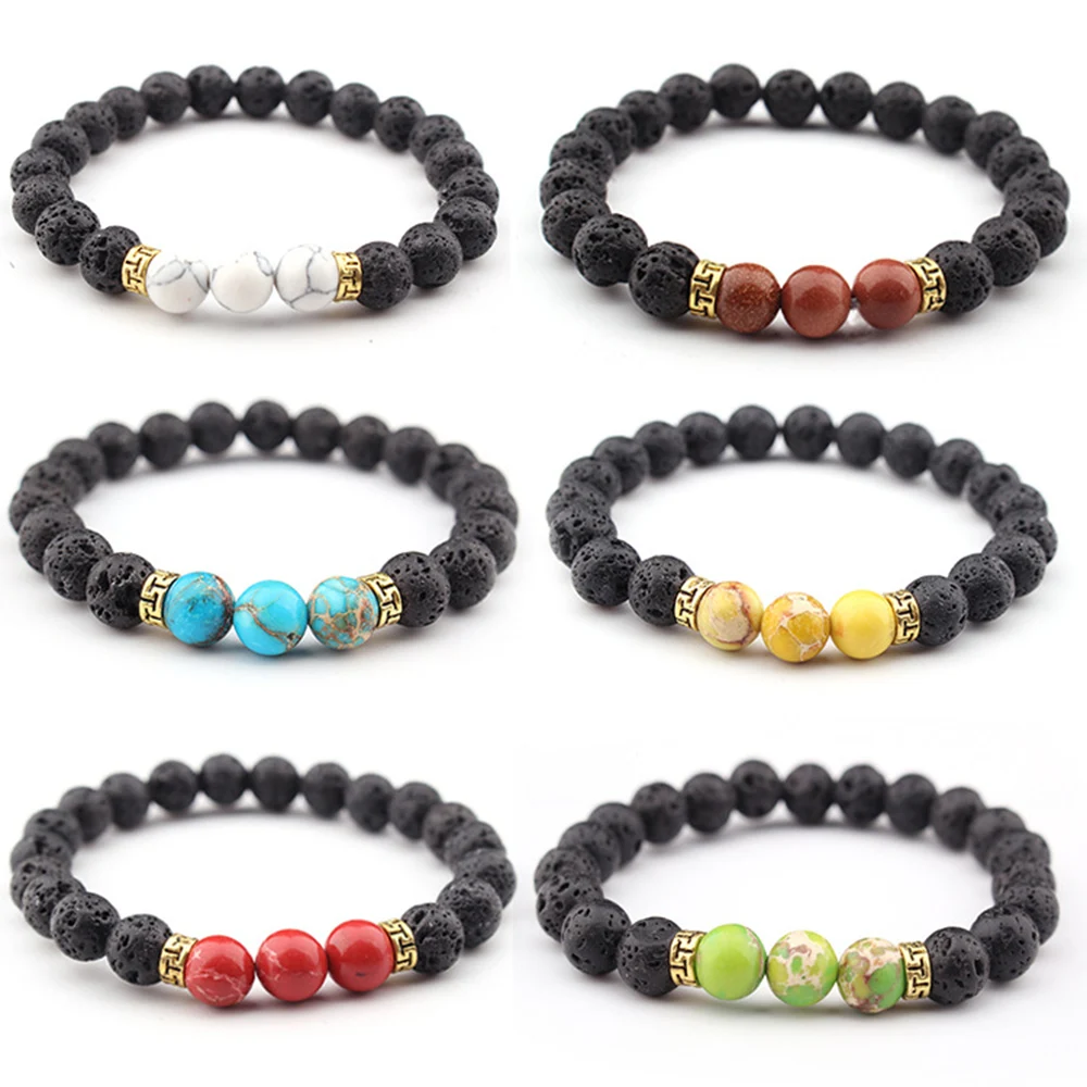 8mm Volcanic Stone Beads Bracelet For Women Men Strand Bracelets Handmade Elasticity Charm Jewelry Gift | Украшения и аксессуары