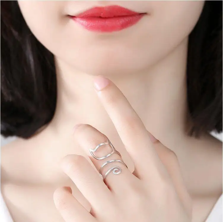 Горячие девушки Модные украшения Серебро 925 пробы кольцо милое с дизайном