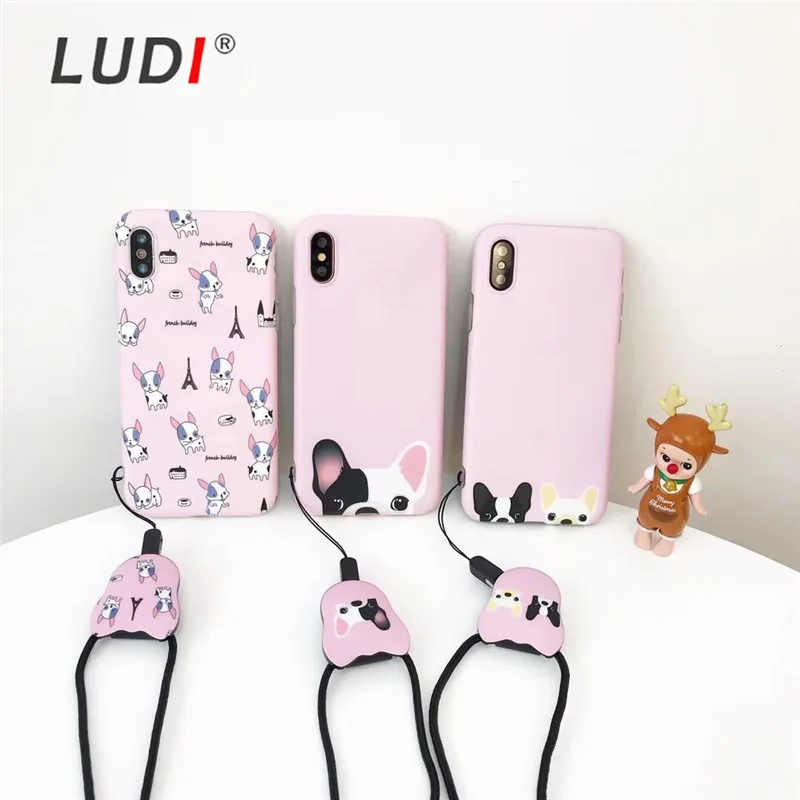LUDI милый чехол с французскими Собаками Для iPhone X 7/8 plus мягкий Pro-TPU хипстерский