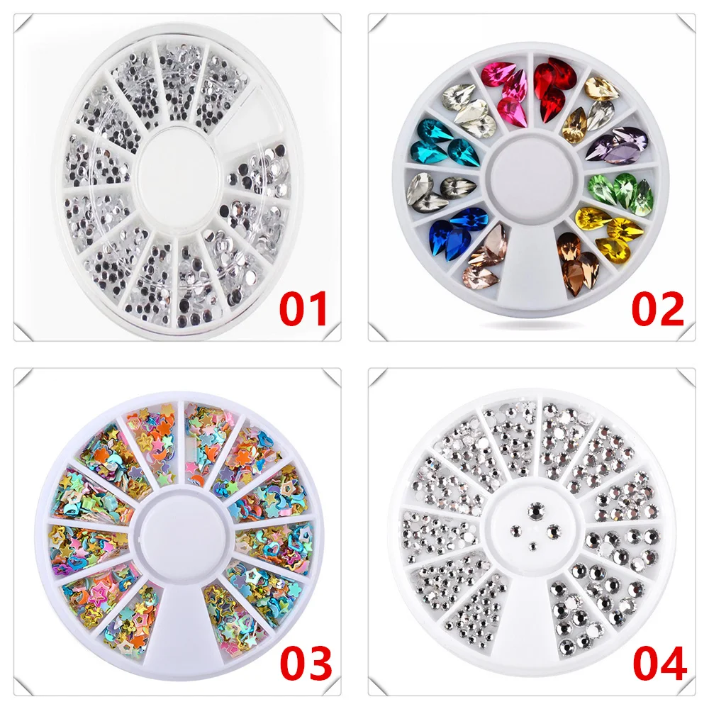 Дизайн ногтей крошечные стальные икры бусины смешанные размеры 3D дизайн