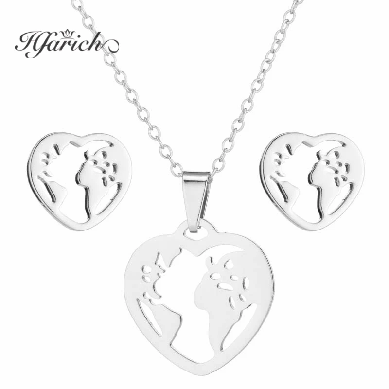 Hfarich Романтический ювелирные изделия Сердце Цепочки и ожерелья набор глобус
