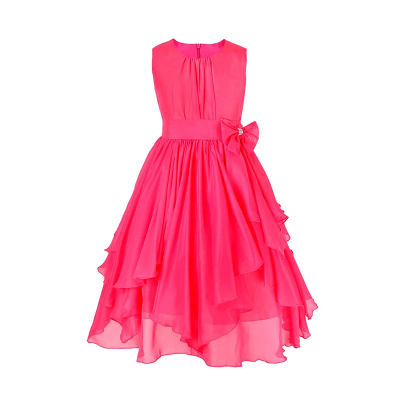 Детское шифоновое плиссированное платье без рукавов с цветочным рисунком для