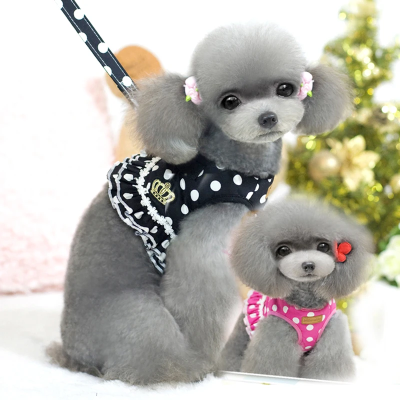 Недорогая шлейка для собак в розовый и черный горошек распродажа щенки домашних