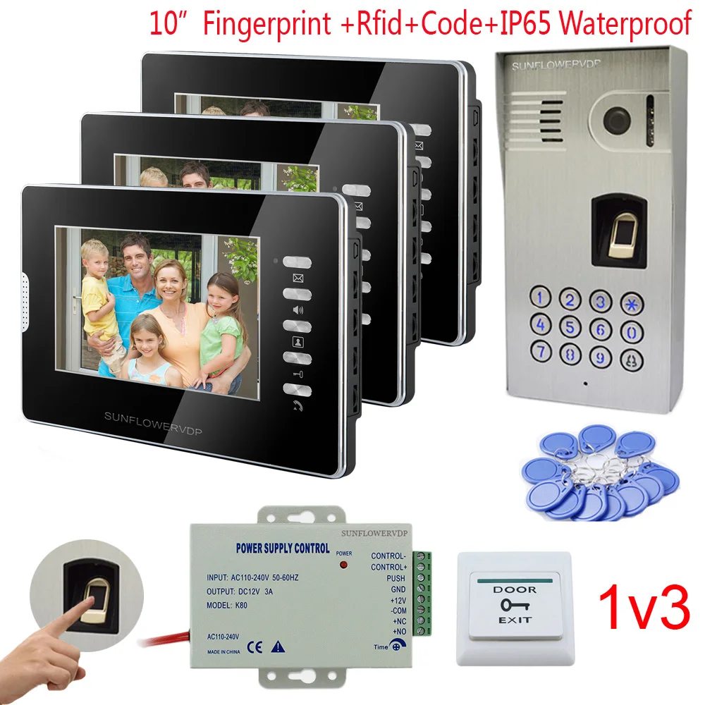 IP65 Водонепроницаемый дверной Звонок домофона отпечатков пальцев Rfid клавиатуры
