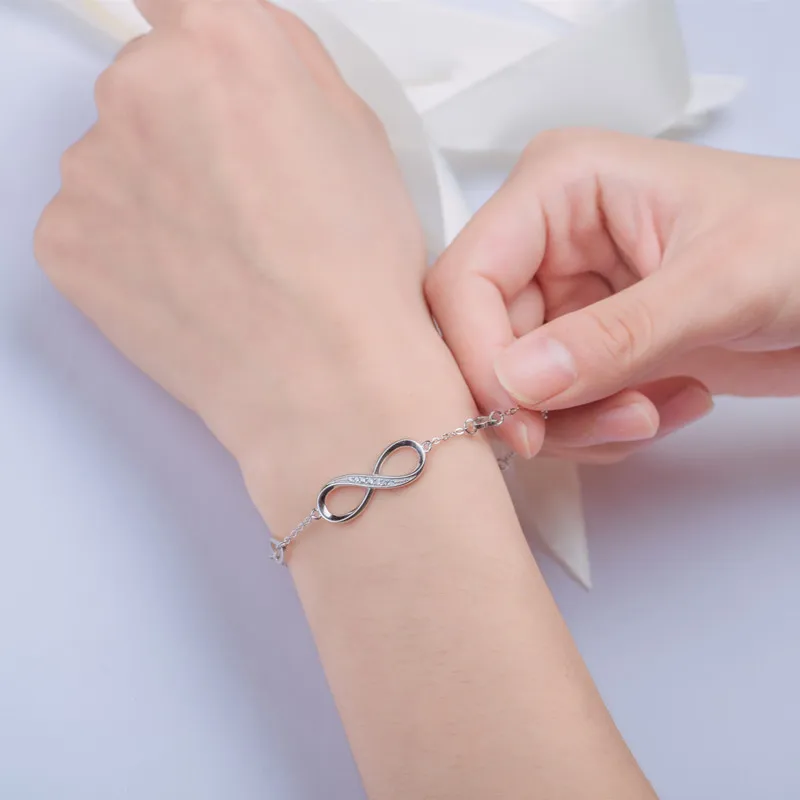 925 Sterling Silver Zircon Bracelet Wholesale Lady European and American Style Simple Fashion Letter | Украшения и аксессуары