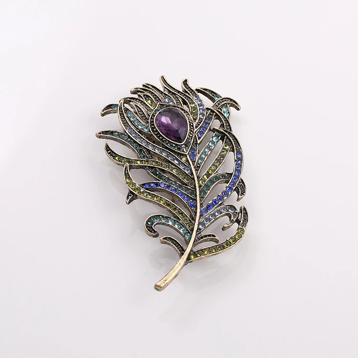Цинковый сплав горный хрусталь листьев Дизайн большой Броши для Для женщин леди