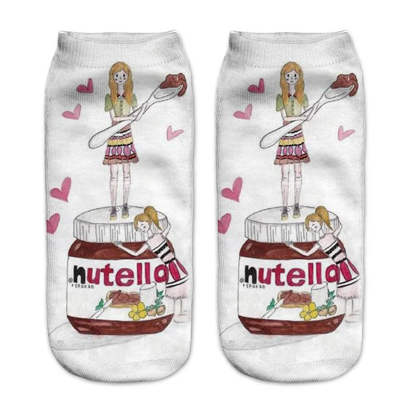 Забавные женские носки Dreamlikelin с 3D принтом Nutella пончики конфетные Harajuku до