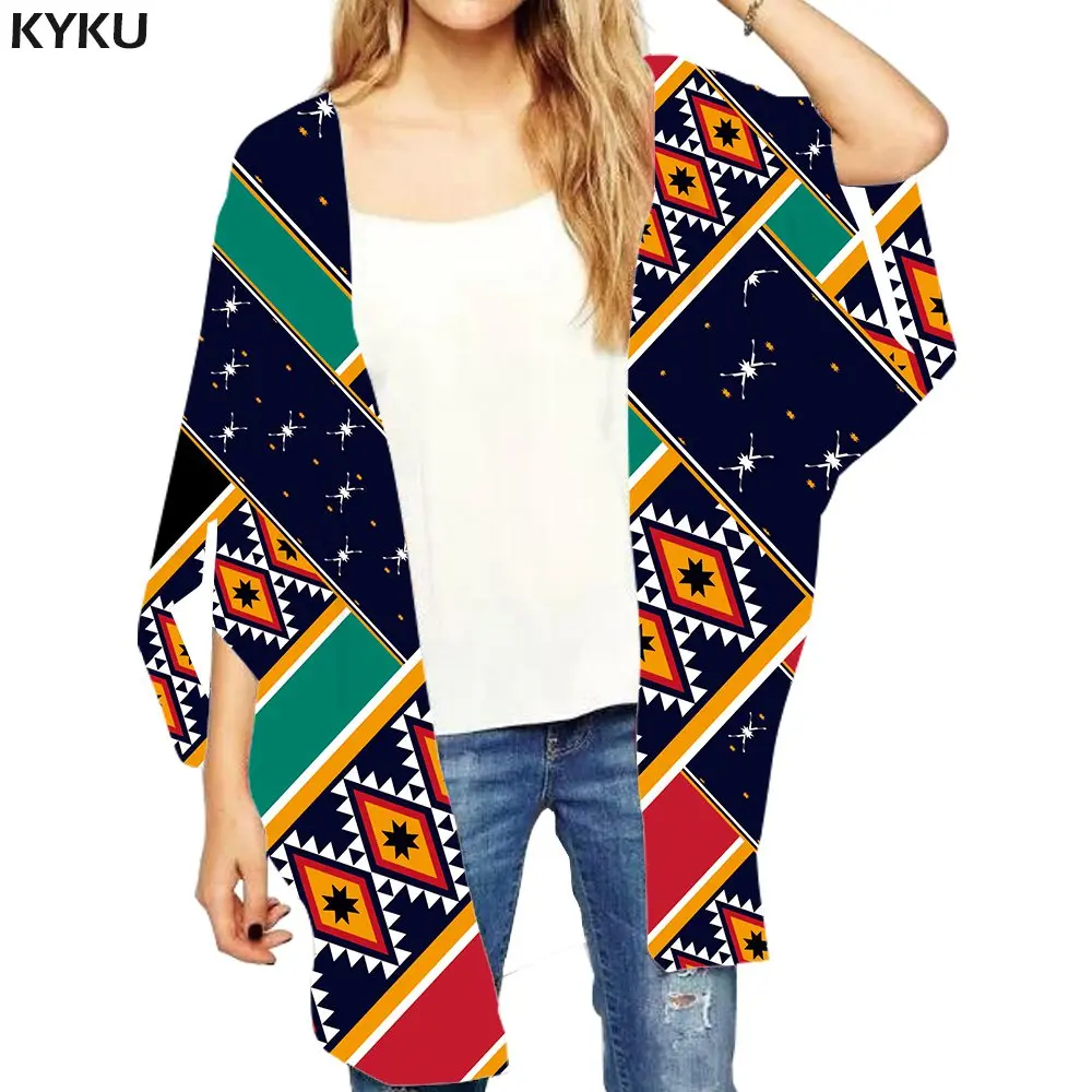 Blouse 01 KYKU настроить свободное кимоно Для женщин самодельные картины шаль 3d печати открыть простроченная блузка пикантные Для женщин s Костюмы рукав "летучая мышь" летние топы - Цвет: Blouse 01