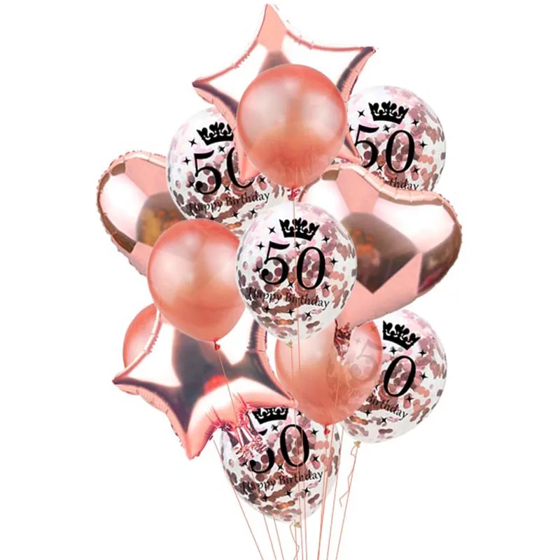 50th birthday Шарики ко дню рождения 30 40 50 60 70 80 лет День рождения украшения для взрослых шары деко воздушные шары ко дню рождения конфетти S5XN - Цвет: 50th birthday