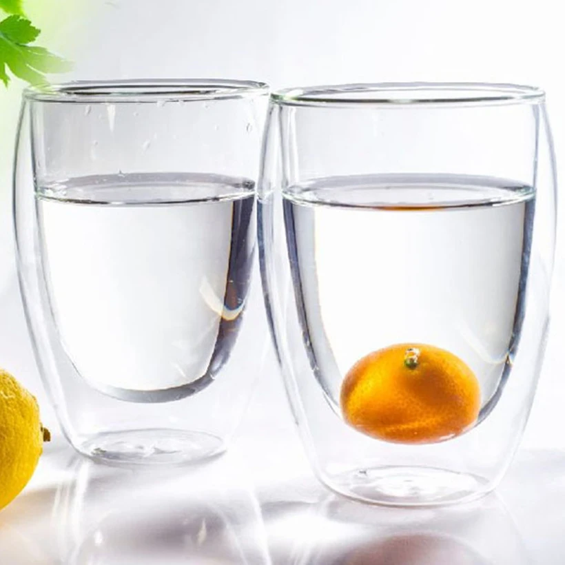 Короткая стеклянная термостойкая кружка с двойными стенками прозрачные чайные