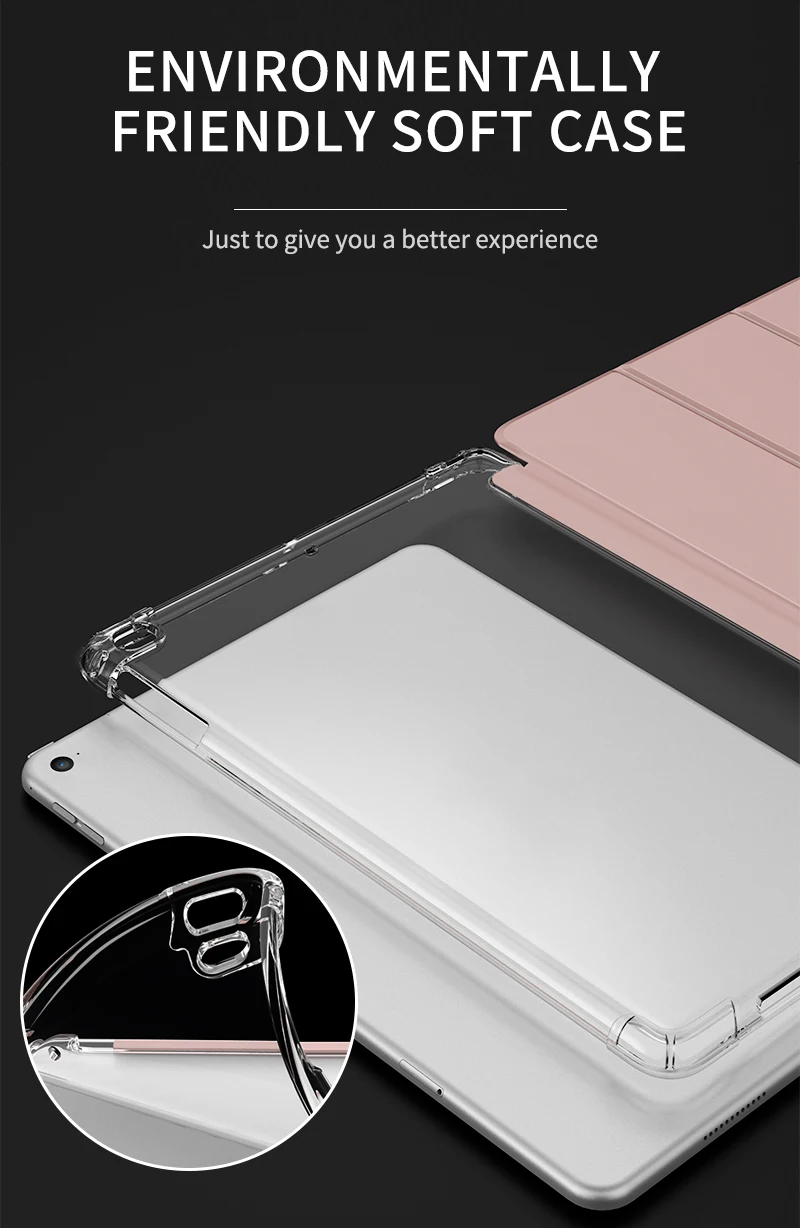 Для Apple iPad 9,7 дюймов / чехол для iPad Air 1/2 чехол Авто Пробуждение спящий уголок противоударный прозрачный ТПУ чехол для планшета