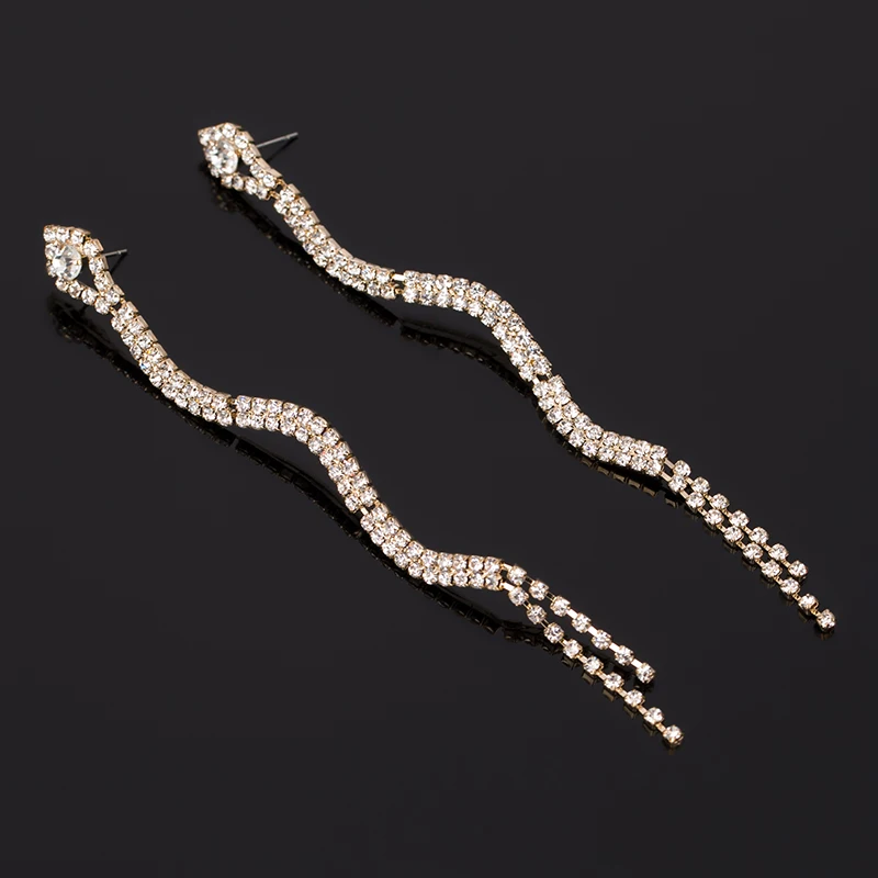 YFJEWE элегантные длинные серьги в форме змеи с кристаллами для женщин ювелирные