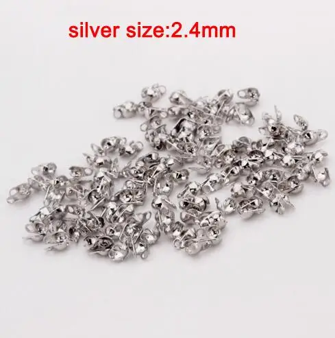 silver DC 200 шт./лот 1,5/2,4/3,2 мм сплав железа Конец Crimps бисер шариковая цепь коннекторов для Для женщин браслет Цепочки и ожерелья кулон ювелирные изделия - Цвет: silver