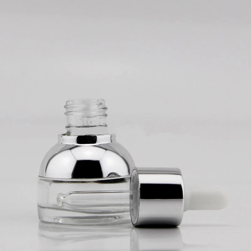 Новое поступление прозрачная стеклянная бутылка капельница 20 мл с серебряным