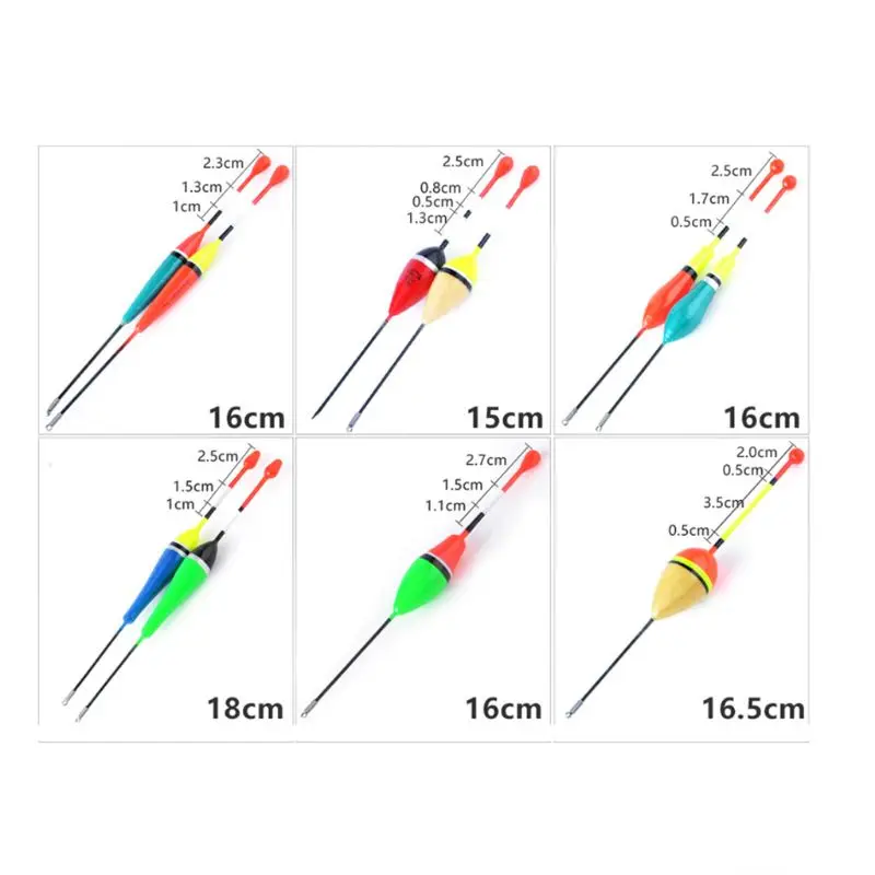 

OOTDTY 10Pcs/Lot Fishing Floats Set Buoy Bobber Fishing Light Stick Floats Fluctuate Mix Size Color Accessories Floating tube