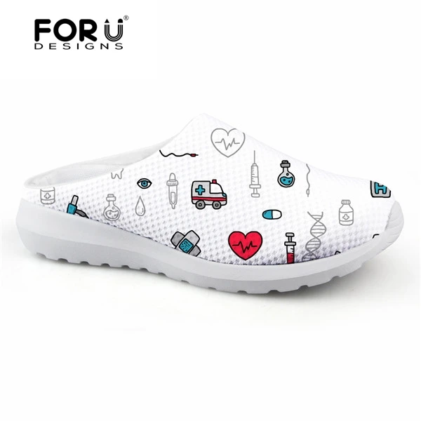 FORUDESIGNS/3D мультфильм узор с изображением сиделки плоские сандалии женские повседневные удобные туфли женские летние сандалии на плоской подошве Sandalias Mujer - Цвет: H9439CA
