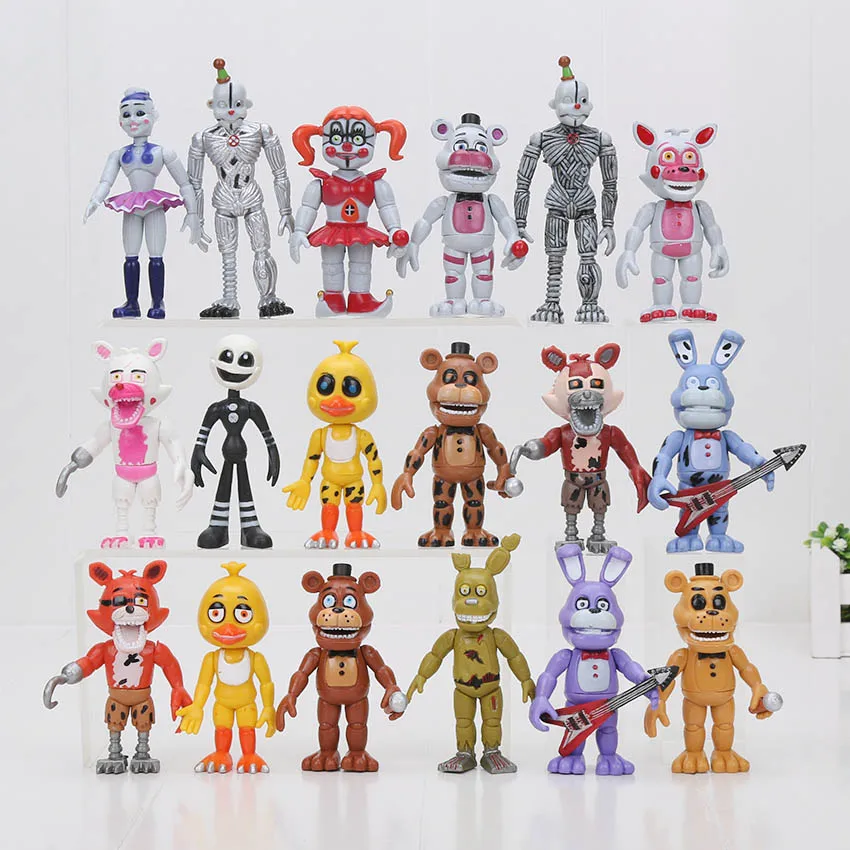 18pcs 10 см FNAF Five Nights At Freddy's Фигурки игрушки сестра расположение Чика мангл Фокси баллора кукла Фредди Fazbear Бонни куклы игрушки - Цвет: 18pcs