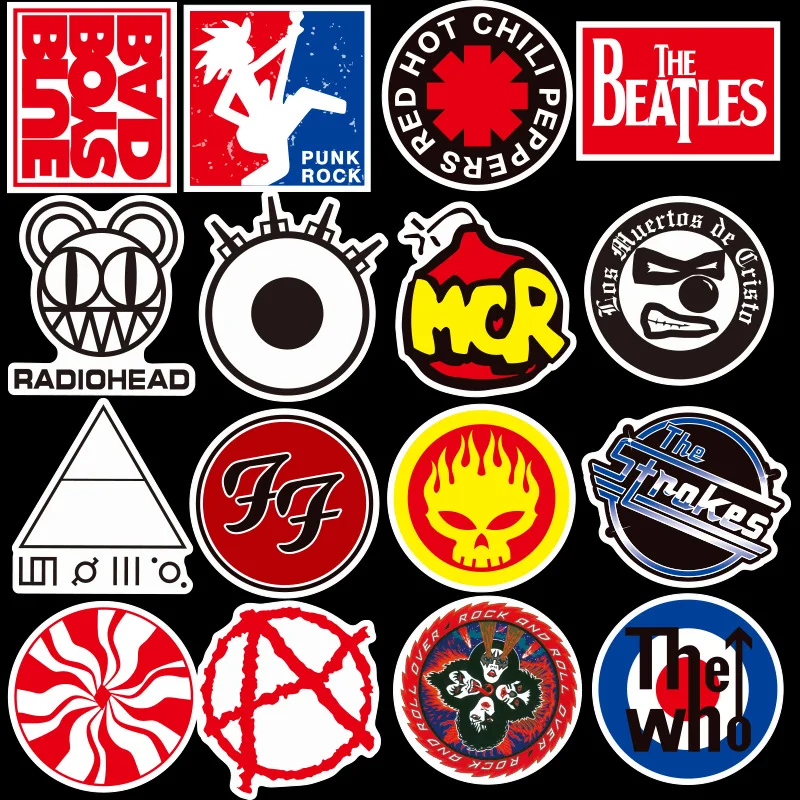 50 Pcs Rock& Roll Stickers Band For Laptop Luggage Bicycle Car Styling Skateboard Vinyl Decal Graffiti Punk Cool Stickers F3