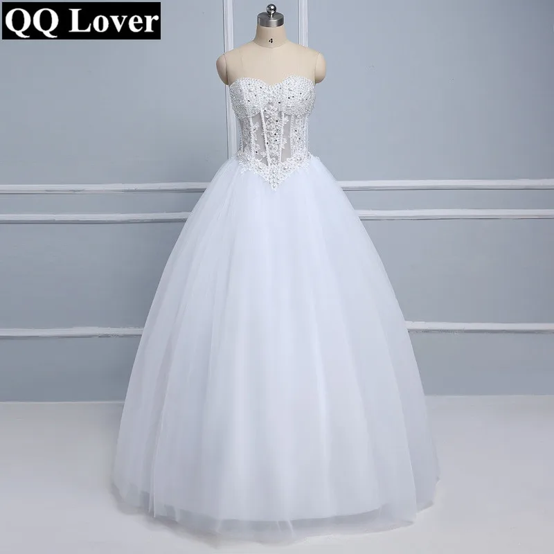 QQ Lover 2018 новый жемчуг Бисер свадебное платье на заказ плюс Размеры Vestido De Noiva |