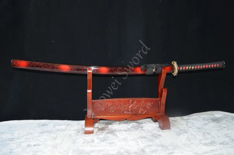 

41" real samurai sword handmade katana sword japanese Gold plated dragon Tsuba 1060 forged steel Full Tang can cut bamboo tree