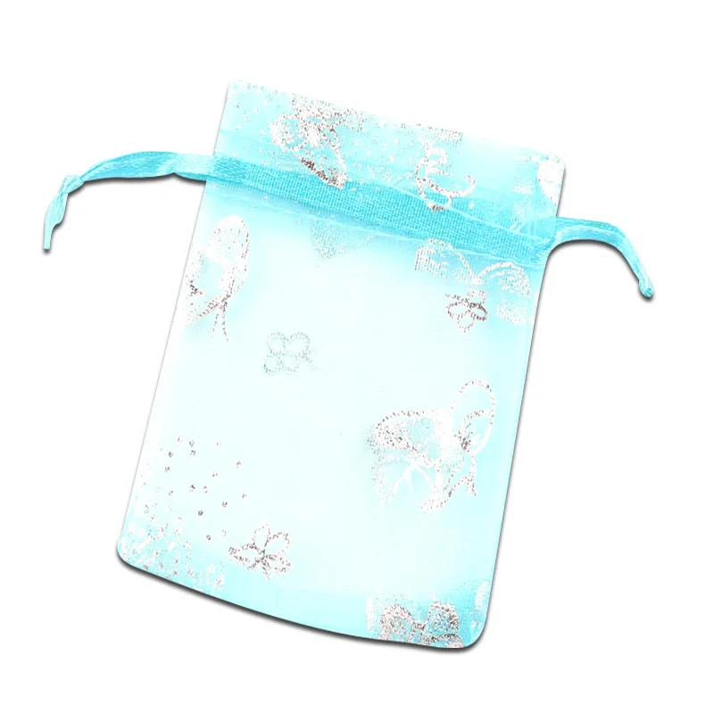 Lake Blue 100 шт Смешанные 7x9 см 9x12 см сумки из органзы Свадебная вечеринка бижутерия для декорирования конфет Drawable Упаковка Дисплей и подарочные пакеты сумки - Цвет: Lake Blue