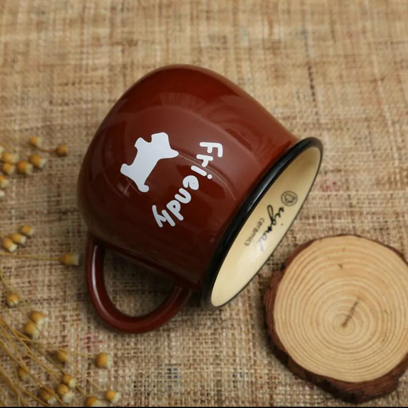 350ml Cute breakfast cup creative ceramic couple water mug coffee milk with covered spoon | Дом и сад