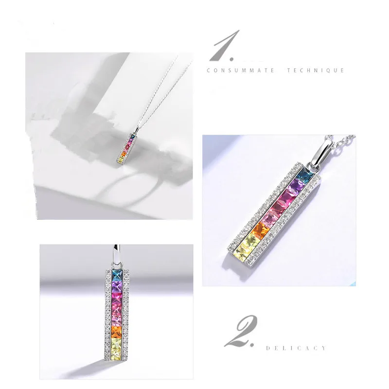 Женское ожерелье из серебра 925 пробы с разноцветным квадратным кубическим