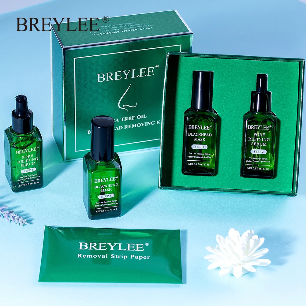 

BREYLEE Blackhead Removing Kit Pore Refining Blackhead Remover Serum Shrinks Pore Acne Treatment Peel Off Facial Mask Skin Care