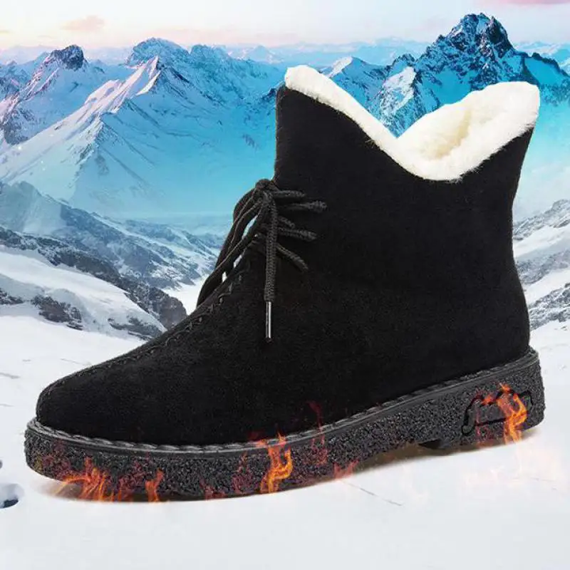 Женские ботинки Зимние ботильоны женская обувь с низкой подошвой на плоской