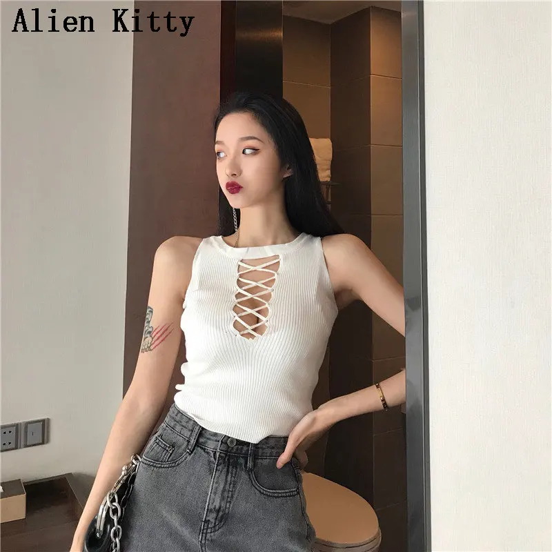 Ажурный винтажный Топ Alien Kitty тонкий двусторонний хлопковый трикотажный топ на