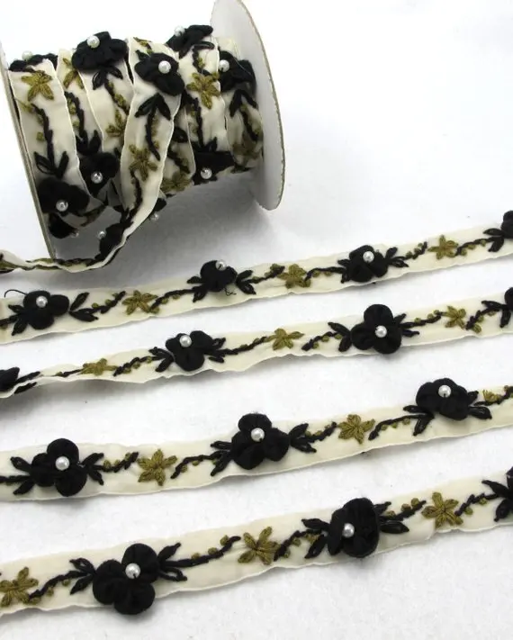 6 видов цветов | 1 ярд вышитая бархатная лента с бархатным цветком шитье стеганое