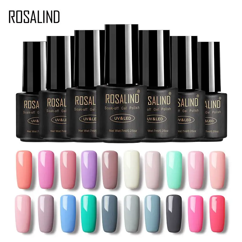 

ROSALIND Gel 1 Gel Nail Polish 7ml Pure Color Series UV LED Gel Lacquer For Nail Extension Design Nail Art Manicure gel varnish