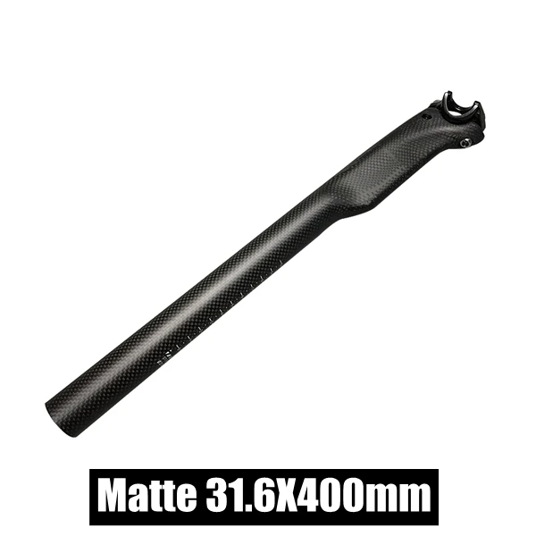 Matte 31.6X400mm Полный 3 к углерода волокно Подседельный штырь горный велосипед Road Велоспорт Подседельный штырь Велосипедный спорт MTB Запчасти 27,2/30,8/31,6*350/400 мм Matt/глянцевая отделка - Цвет: Matte 31.6X400mm